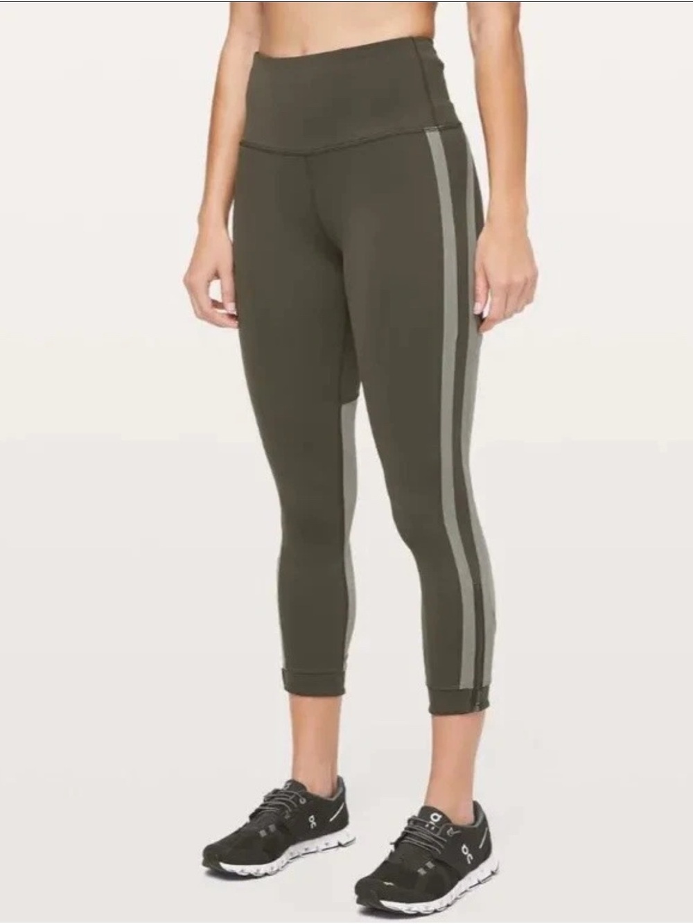 Lululemon Women’s Size 4 Green/Gray Colorblock Ankle Leggings w/ Pockets